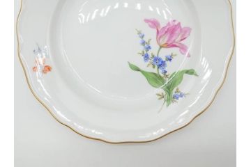 ドイツ　マイセン　Meissen　ベーシックフラワー　二つ花　それぞれ違った花達が食卓のアクセントになるプレート5枚セット(皿、洋食器)(R-070200)