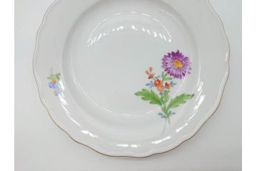 ドイツ　マイセン　Meissen　ベーシックフラワー　二つ花　それぞれ違った花達が食卓のアクセントになるプレート5枚セット(皿、洋食器)(R-070200)