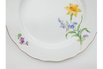 ドイツ　マイセン　Meissen　ベーシックフラワー　二つ花　それぞれ違った花達が食卓のアクセントになるプレート5枚セット(皿、洋食器)(R-070200)