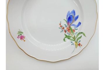 ドイツ　マイセン　Meissen　ベーシックフラワー　二つ花　それぞれ違った花達が食卓のアクセントになるプレート5枚セット(皿、洋食器)(R-070200)