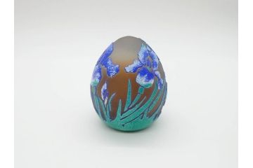 フランス　ラ・ロシェール　La Rochere　卵型　ガラス製　使いやすいデザインのペーパーウェイト(アイリス、置物、ディスプレイ)(R-070209)