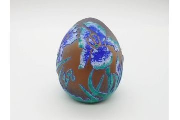 フランス　ラ・ロシェール　La Rochere　卵型　ガラス製　使いやすいデザインのペーパーウェイト(アイリス、置物、ディスプレイ)(R-070209)
