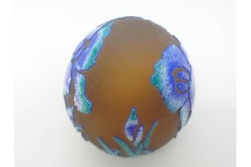 フランス　ラ・ロシェール　La Rochere　卵型　ガラス製　使いやすいデザインのペーパーウェイト(アイリス、置物、ディスプレイ)(R-070209)