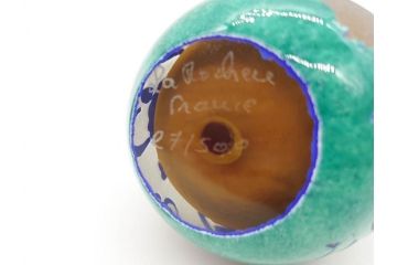 フランス　ラ・ロシェール　La Rochere　卵型　ガラス製　使いやすいデザインのペーパーウェイト(アイリス、置物、ディスプレイ)(R-070209)