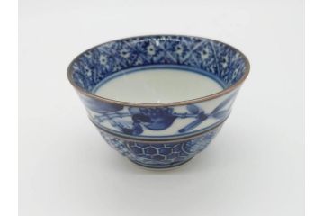 加藤利昌　清水焼　染付　祥瑞文　落ち着いた和の雰囲気にぴったりの湯呑み5客セット(湯のみ、蕎麦猪口、和食器)(R-070211)