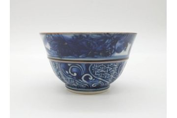 加藤利昌　清水焼　染付　祥瑞文　落ち着いた和の雰囲気にぴったりの湯呑み5客セット(湯のみ、蕎麦猪口、和食器)(R-070211)