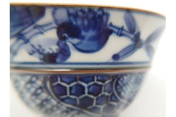 加藤利昌　清水焼　染付　祥瑞文　落ち着いた和の雰囲気にぴったりの湯呑み5客セット(湯のみ、蕎麦猪口、和食器)(R-070211)