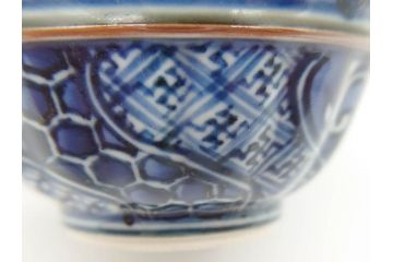 加藤利昌　清水焼　染付　祥瑞文　落ち着いた和の雰囲気にぴったりの湯呑み5客セット(湯のみ、蕎麦猪口、和食器)(R-070211)