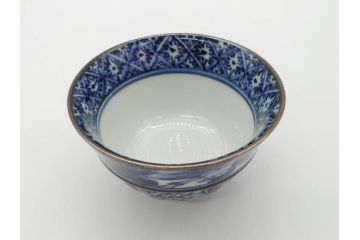 加藤利昌　清水焼　染付　祥瑞文　落ち着いた和の雰囲気にぴったりの湯呑み5客セット(湯のみ、蕎麦猪口、和食器)(R-070211)