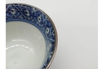 加藤利昌　清水焼　染付　祥瑞文　落ち着いた和の雰囲気にぴったりの湯呑み5客セット(湯のみ、蕎麦猪口、和食器)(R-070211)
