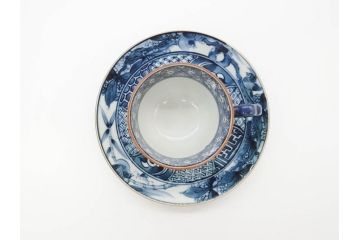 加藤利昌　清水焼　染付　祥瑞文　落ち着いた雰囲気が素敵なコーヒーカップ&ソーサー6客セット(珈琲碗皿、和食器)(R-070212)
