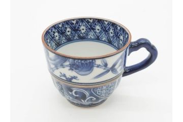 加藤利昌　清水焼　染付　祥瑞文　落ち着いた雰囲気が素敵なコーヒーカップ&ソーサー6客セット(珈琲碗皿、和食器)(R-070212)