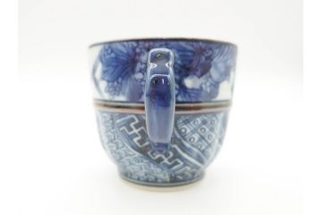 加藤利昌　清水焼　染付　祥瑞文　落ち着いた雰囲気が素敵なコーヒーカップ&ソーサー6客セット(珈琲碗皿、和食器)(R-070212)