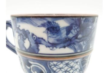 加藤利昌　清水焼　染付　祥瑞文　落ち着いた雰囲気が素敵なコーヒーカップ&ソーサー6客セット(珈琲碗皿、和食器)(R-070212)