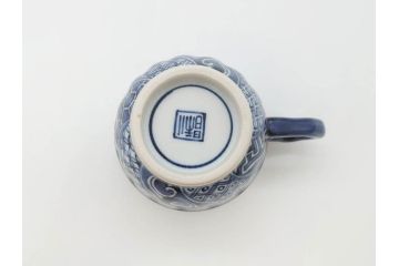 加藤利昌　清水焼　染付　祥瑞文　落ち着いた雰囲気が素敵なコーヒーカップ&ソーサー6客セット(珈琲碗皿、和食器)(R-070212)
