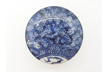 加藤利昌　清水焼　染付　描かれた鳳凰が美しい蓋付き湯呑み5客セット(和食器、湯のみ、茶碗)(R-070213)