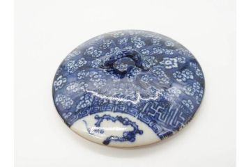 加藤利昌　清水焼　染付　描かれた鳳凰が美しい蓋付き湯呑み5客セット(和食器、湯のみ、茶碗)(R-070213)
