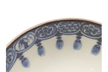 加藤利昌　清水焼　染付　描かれた鳳凰が美しい蓋付き湯呑み5客セット(和食器、湯のみ、茶碗)(R-070213)