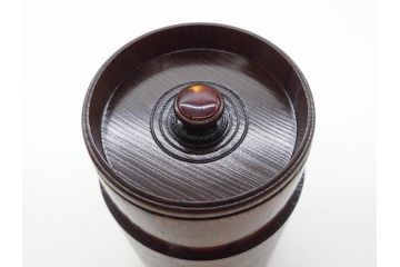 重要無形文化財　人間国宝　川北良造　神代欅(ケヤキ)　美しい杢目が上質な雰囲気を高める茶筒(共箱付き、棗、茶器、茶入れ、茶道具)(R-070215)