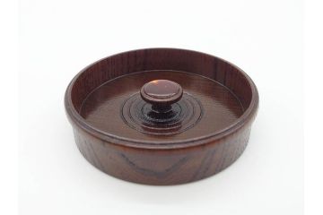 重要無形文化財　人間国宝　川北良造　神代欅(ケヤキ)　美しい杢目が上質な雰囲気を高める茶筒(共箱付き、棗、茶器、茶入れ、茶道具)(R-070215)