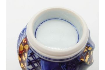 松谷窯　叶松谷(道夫)　捻祥瑞意 古紋金箔散　多様なデザインが目を惹く湯呑み(共箱付き、湯のみ、和食器)(R-070216)