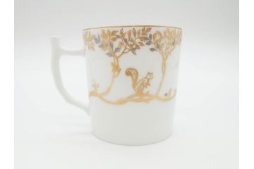 大倉陶園(OKURA、OAC)　フクロウ　ゴールドのデザインが優美な印象を与えるマグカップ(洋食器、箱付き、梟、リス)(R-070218)