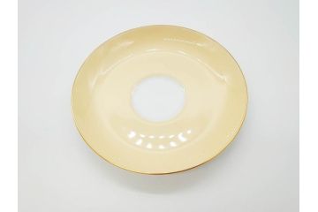 大倉陶園(OKURA、OAC)　色蒔き(クリーム)　シンプルながら上品な雰囲気を醸し出すモーニングカップ&ソーサー(洋食器、C&S、箱付き)(R-070219)