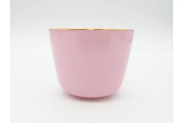 大倉陶園(OKURA、OAC)　色蒔き(ピンク)　シンプルながら上品な雰囲気を醸し出すモーニングカップ&ソーサー(洋食器、C&S、箱付き)(R-070220)