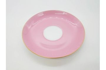 大倉陶園(OKURA、OAC)　色蒔き(ピンク)　シンプルながら上品な雰囲気を醸し出すモーニングカップ&ソーサー(洋食器、C&S、箱付き)(R-070220)