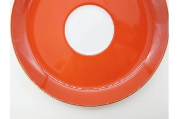 大倉陶園(OKURA、OAC)　色蒔き(レッド)　シンプルながら上品な雰囲気を醸し出すモーニングカップ&ソーサー(洋食器、C&S、箱付き)(R-070221)
