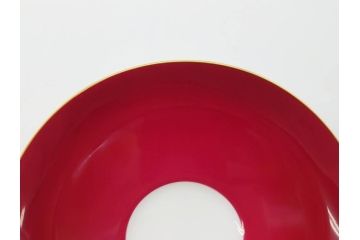 大倉陶園(OKURA、OAC)　色蒔き(マロン)　シンプルながら上品な雰囲気を醸し出すモーニングカップ&ソーサー(洋食器、C&S、箱付き、マローネ、マルーン)(R-070222)