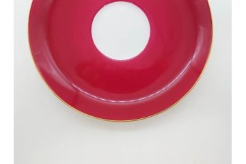 大倉陶園(OKURA、OAC)　色蒔き(マロン)　シンプルながら上品な雰囲気を醸し出すモーニングカップ&ソーサー(洋食器、C&S、箱付き、マローネ、マルーン)(R-070222)