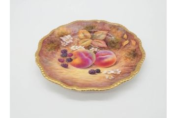 イギリス　ROYAL WORCESTER(ロイヤルウースター)　ペインテッドフルーツ　モモ　約20cm　一つ一つ丁寧に絵付けされた意匠が美しいプレート(ハンドペイント、箱付き、洋食器、皿、もも、桃)(R-070223)
