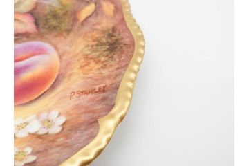 イギリス　ROYAL WORCESTER(ロイヤルウースター)　ペインテッドフルーツ　モモ　約20cm　一つ一つ丁寧に絵付けされた意匠が美しいプレート(ハンドペイント、箱付き、洋食器、皿、もも、桃)(R-070223)