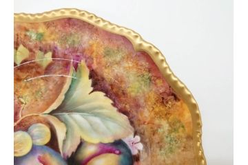 イギリス　ROYAL WORCESTER(ロイヤルウースター)　ペインテッドフルーツ　スモモ　約20cm　一つ一つ丁寧に絵付けされた意匠が美しいプレート(ハンドペイント、箱付き、洋食器、皿、すもも、プラム)(R-070224)