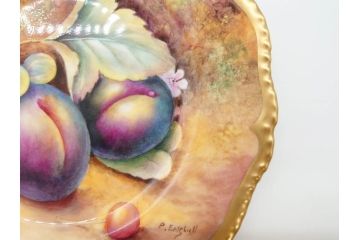イギリス　ROYAL WORCESTER(ロイヤルウースター)　ペインテッドフルーツ　スモモ　約20cm　一つ一つ丁寧に絵付けされた意匠が美しいプレート(ハンドペイント、箱付き、洋食器、皿、すもも、プラム)(R-070224)