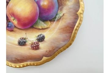 イギリス　ROYAL WORCESTER(ロイヤルウースター)　ペインテッドフルーツ　約20cm　一つ一つ丁寧に絵付けされた意匠が美しいプレート(ハンドペイント、箱付き、洋食器、皿)(R-070225)