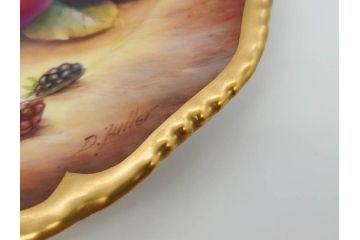 イギリス　ROYAL WORCESTER(ロイヤルウースター)　ペインテッドフルーツ　約20cm　一つ一つ丁寧に絵付けされた意匠が美しいプレート(ハンドペイント、箱付き、洋食器、皿)(R-070225)