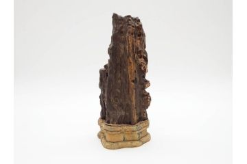 時代物　中国古玩　鑑賞石　盆石　台付(置物、ディスプレイ、台座付き)(R-070226)