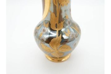 ドイツ　アッカーマン&フリッツ(Ackermann&Fritze)　金彩　ハンドペイント　繊細なデザインが優美な印象を放つフラワーベース(gute Nacht、花器、花瓶、花入)(R-070227)