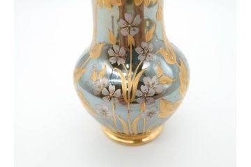ドイツ　アッカーマン&フリッツ(Ackermann&Fritze)　金彩　ハンドペイント　繊細なデザインが優美な印象を放つフラワーベース(gute Nacht、花器、花瓶、花入)(R-070227)