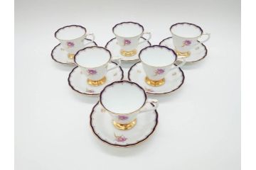 大倉陶園(OKURA、OAC)　カトレア　気品が感じられるティーカップ&ソーサー6客セット(洋食器、洋蘭、オーキッド)(R-070230)
