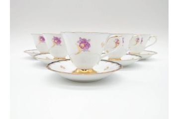 大倉陶園(OKURA、OAC)　カトレア　気品が感じられるティーカップ&ソーサー6客セット(洋食器、洋蘭、オーキッド)(R-070230)