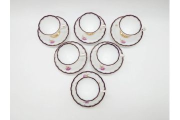 大倉陶園(OKURA、OAC)　カトレア　気品が感じられるティーカップ&ソーサー6客セット(洋食器、洋蘭、オーキッド)(R-070230)