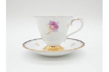 大倉陶園(OKURA、OAC)　カトレア　気品が感じられるティーカップ&ソーサー6客セット(洋食器、洋蘭、オーキッド)(R-070230)