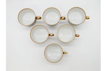 東ドイツ　リヒテ社　Lichte Echt Kobalt　金彩　コバルト　落ち着いた紺色に金の装飾が美しいカップ&ソーサー6客セット(洋食器、C&S)(R-070231)