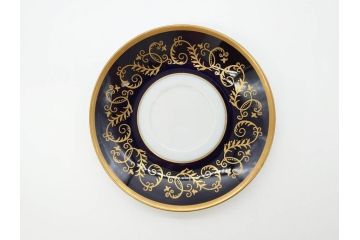 東ドイツ　リヒテ社　Lichte Echt Kobalt　金彩　コバルト　落ち着いた紺色に金の装飾が美しいカップ&ソーサー6客セット(洋食器、C&S)(R-070231)