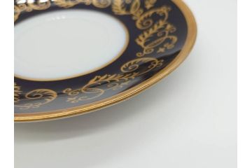 東ドイツ　リヒテ社　Lichte Echt Kobalt　金彩　コバルト　落ち着いた紺色に金の装飾が美しいカップ&ソーサー6客セット(洋食器、C&S)(R-070231)