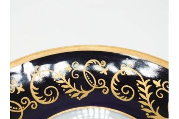 東ドイツ　リヒテ社　Lichte Echt Kobalt　金彩　コバルト　落ち着いた紺色に金の装飾が美しいカップ&ソーサー6客セット(洋食器、C&S)(R-070231)