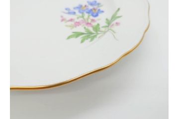 ドイツ　マイセン　Meissen　ベーシックフラワー　二つ花　優美な雰囲気が素敵なトリオセット(ティーカップ&ソーサー、プレート、皿、洋食器)(R-070232)